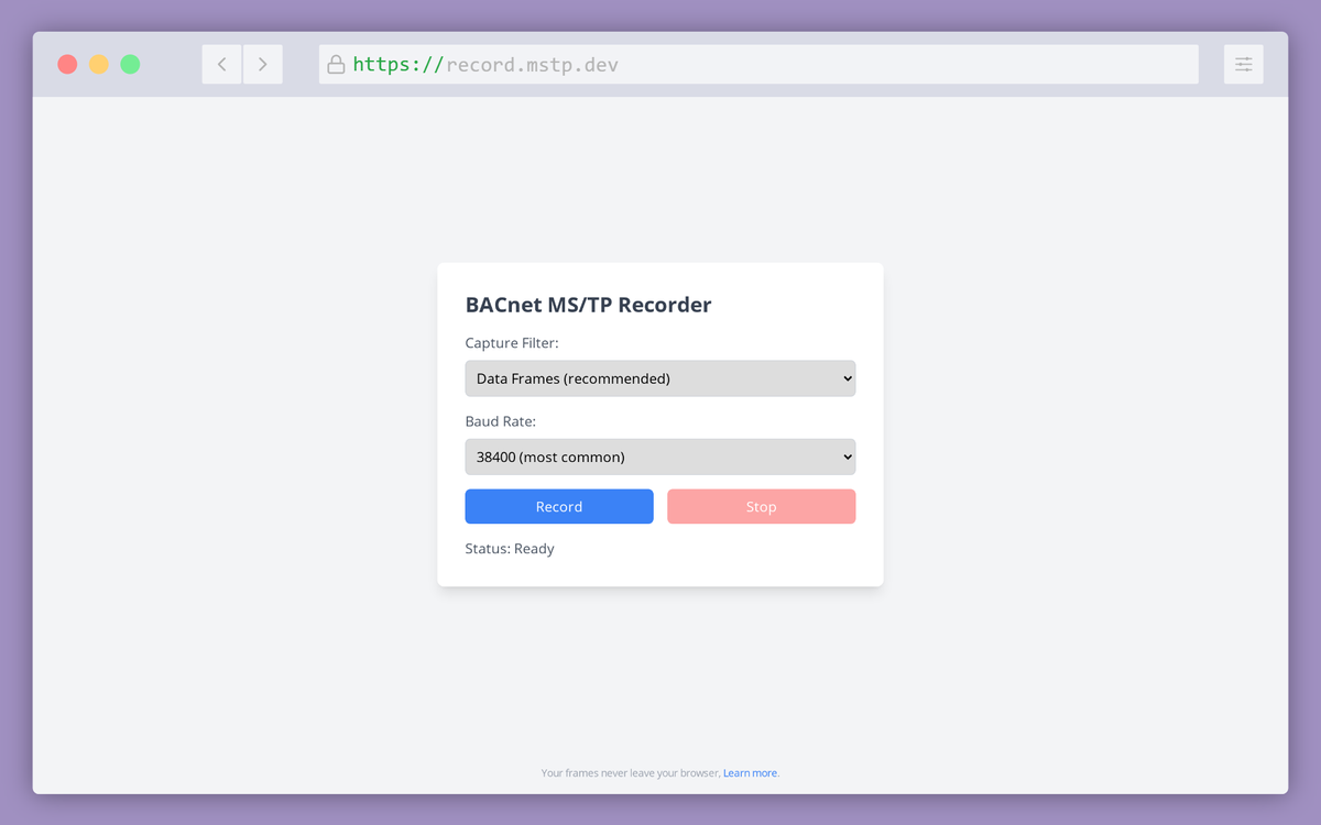 Capturing MS/TP from the browser